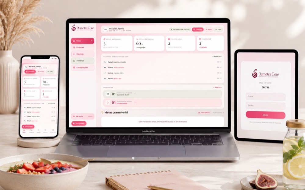 Demetra Core, software de gestão nutricional, painel