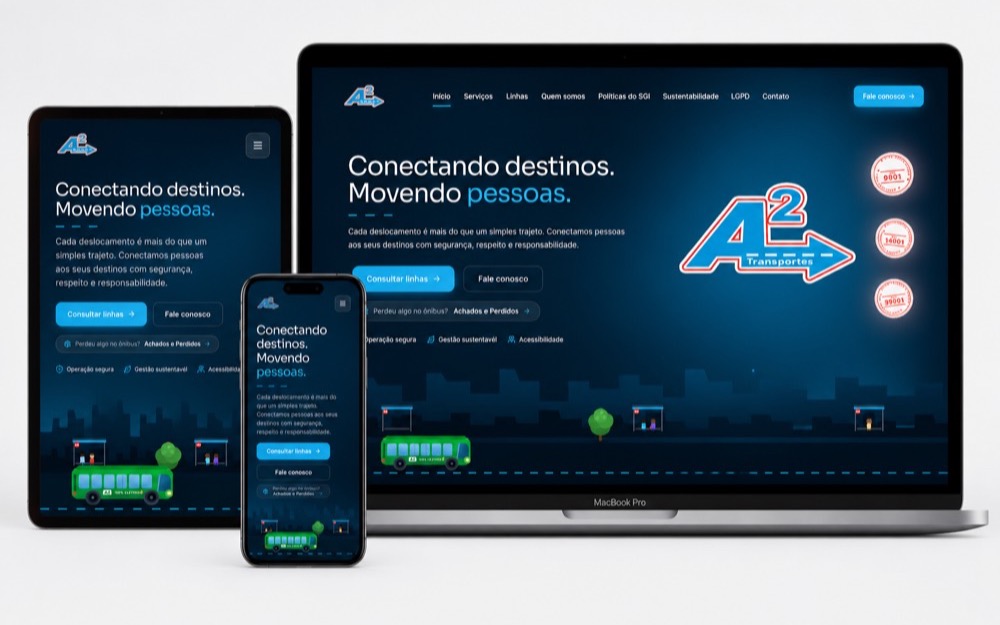 A2 Transportes, site institucional