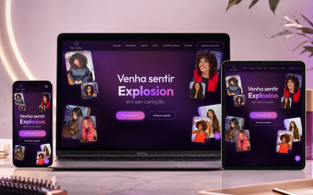 Salão Explosion, site imersivo com Three.js